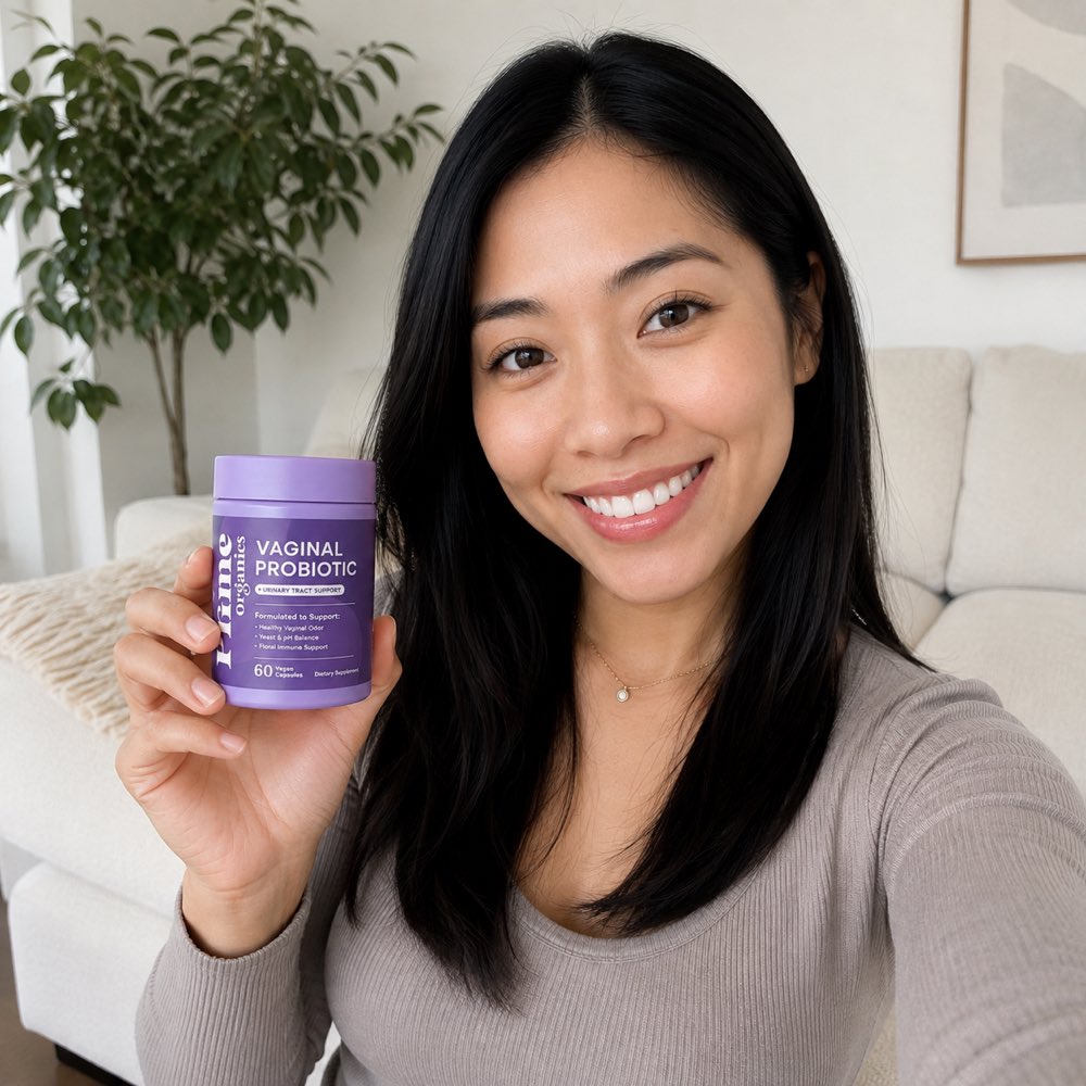 Priya S. holding Vaginal Probiotic