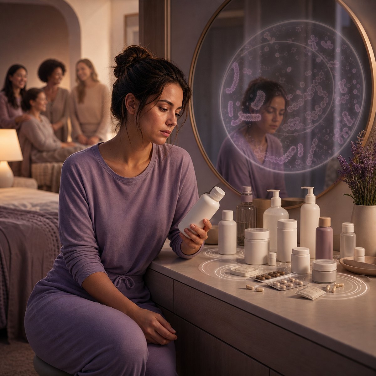 A woman surrounded by washes and quick fixes that never lasted
