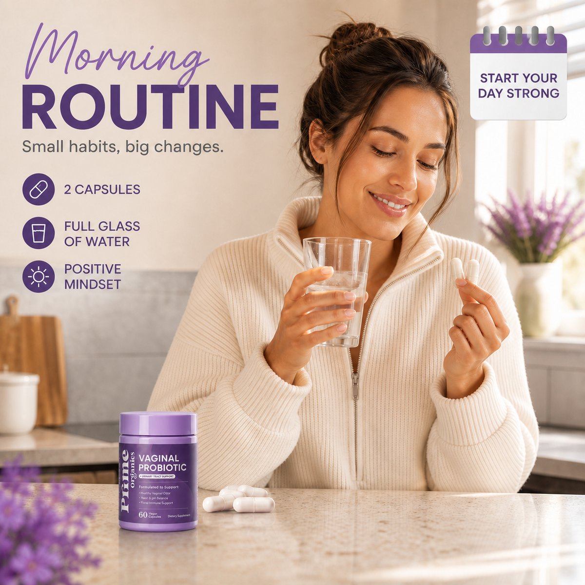 Morning routine: two capsules, a full glass of water
