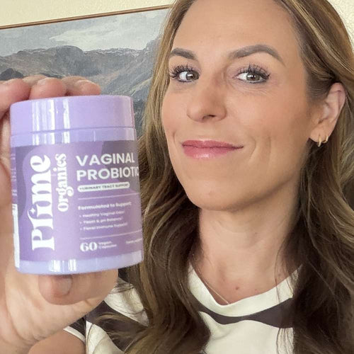 K. Soiles holding Prime Organics Vaginal Probiotic