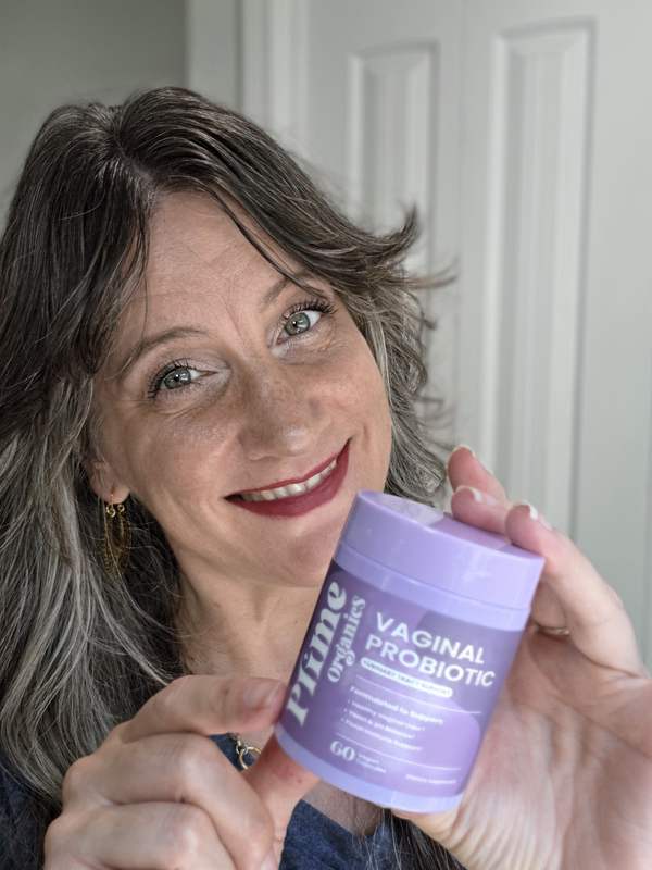 B. Neth, verified buyer, holding Prime Organics Vaginal Probiotic